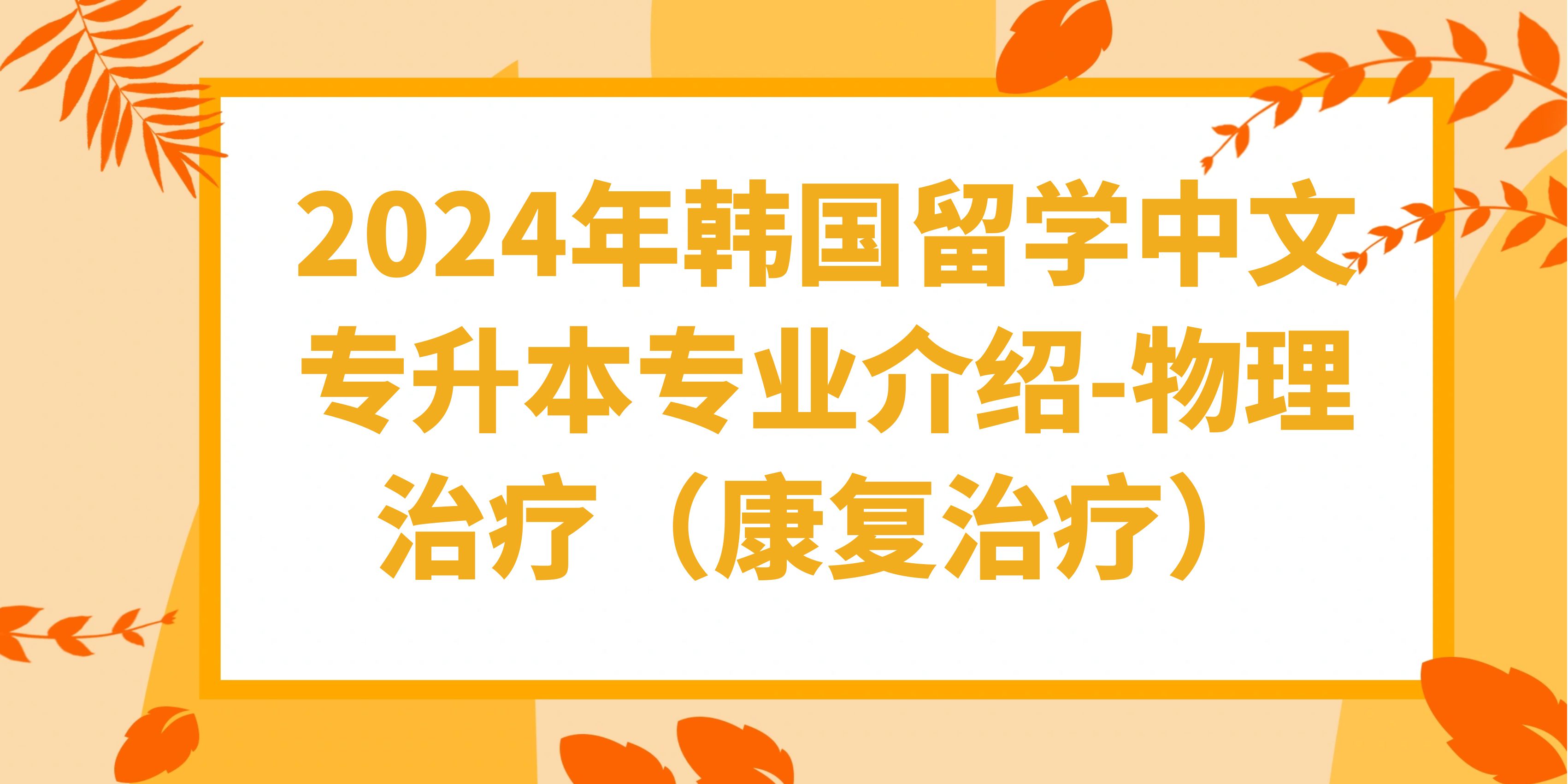 2024年韩国留学中文专升本专业介绍-物理治疗(康复治疗)