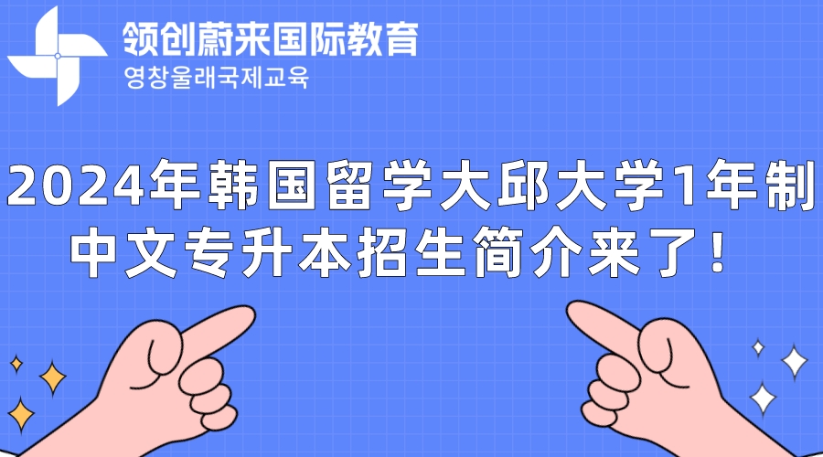 2024年韩国留学大邱大学1年制中文专升本招生简介来了！